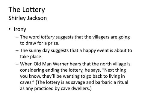 verbal irony in the lottery|situational irony in the lottery.
